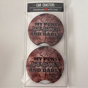 Hand Crafted Humorous Brown Car Coasters